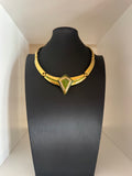Vintage Art Deco Revival Green Geometric Statement Necklace
