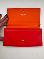 Vintage Christian Dior Red Leather Wallet and Chain Shoulder Bag