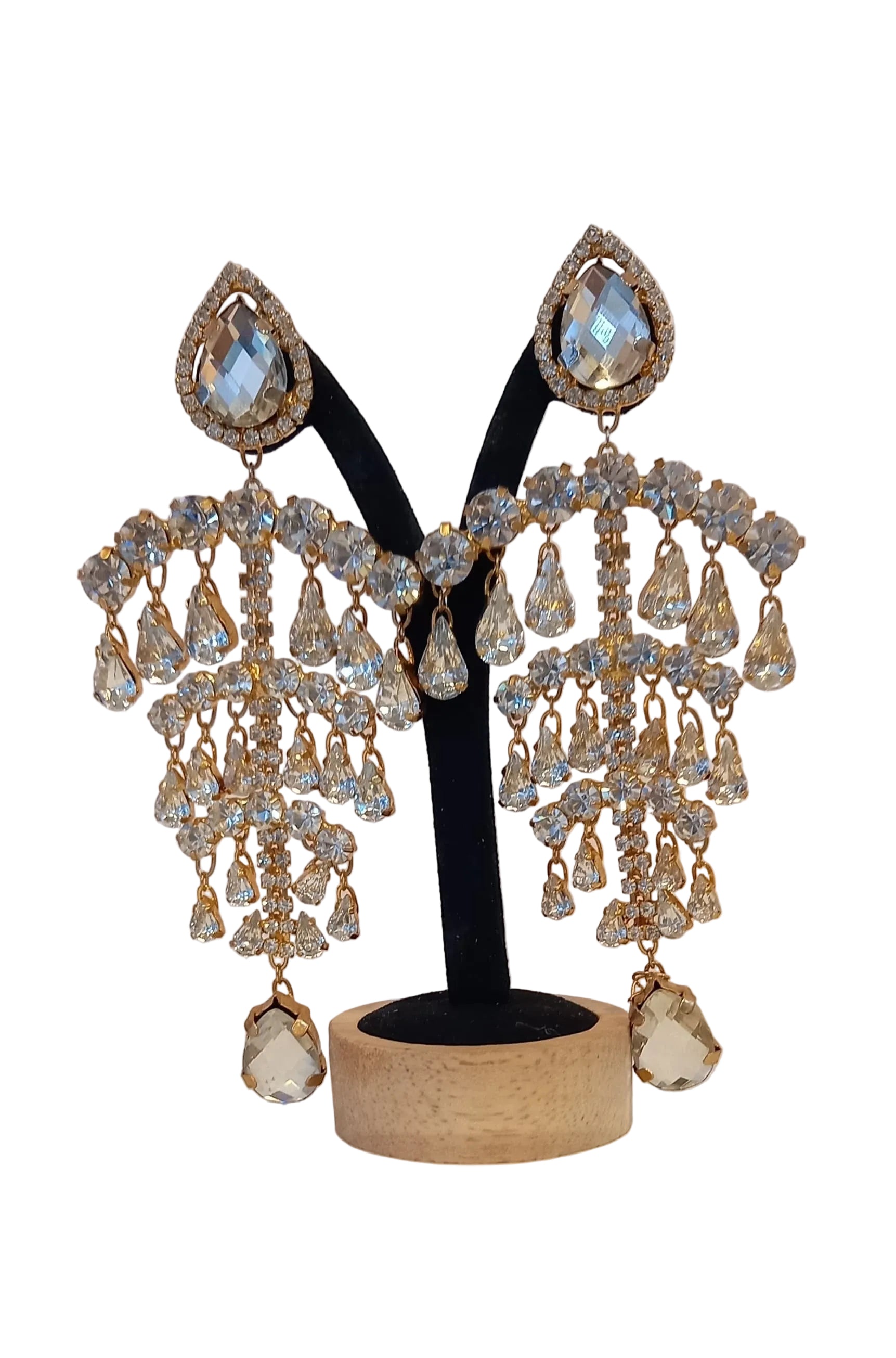 Vintage Baroque Revival XL Crystal Chandelier Statement Earrings