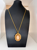 Vintage Gold Plated Cameo Pendant Necklace