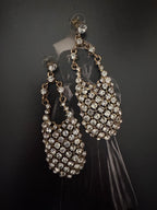 Vintage Hollywood Regency Rhinestone Drop Statement Earrings