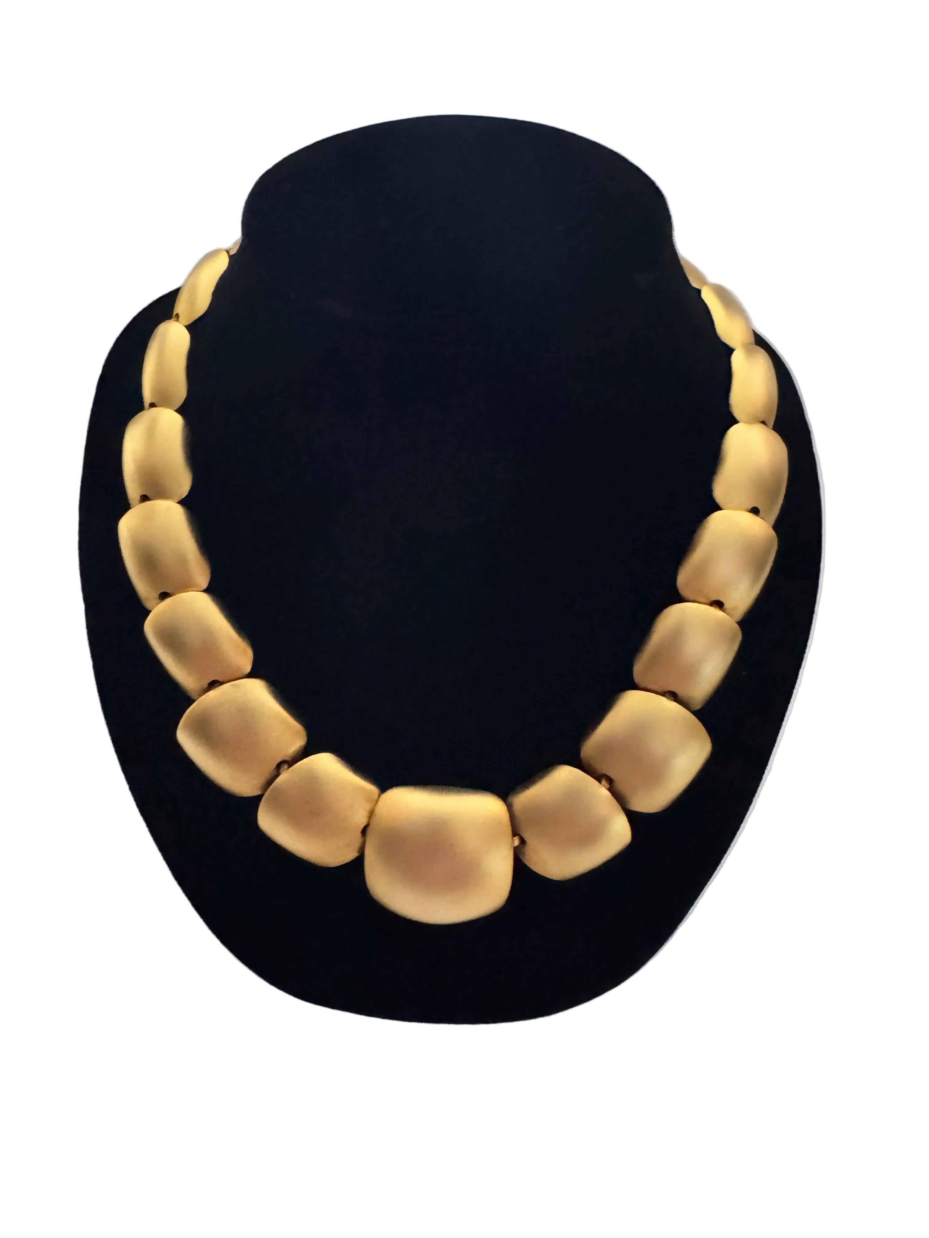 Vintage Modernist Gold Tone Sculptural Collar Necklace