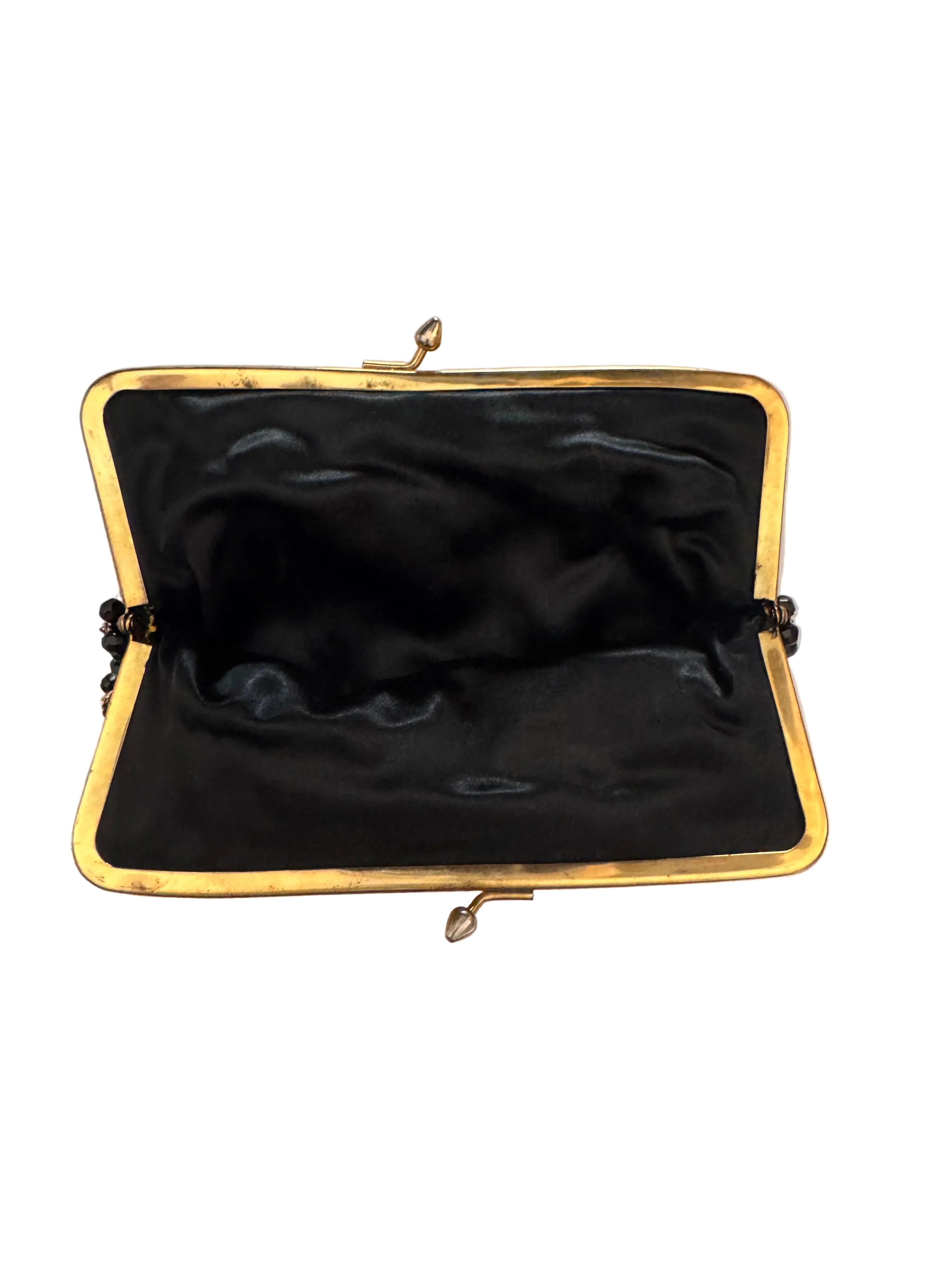 Vintage Black Beaded Evening Clutch Bag