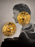 Vintage Chanel 1980s Paris Logo Clip-On Earrings