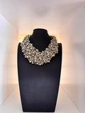 Vintage Faux Pearl and Rhinestone Clusters Bib Necklace