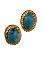 Vintage Faux Turquoise Cabochon Oval Clips