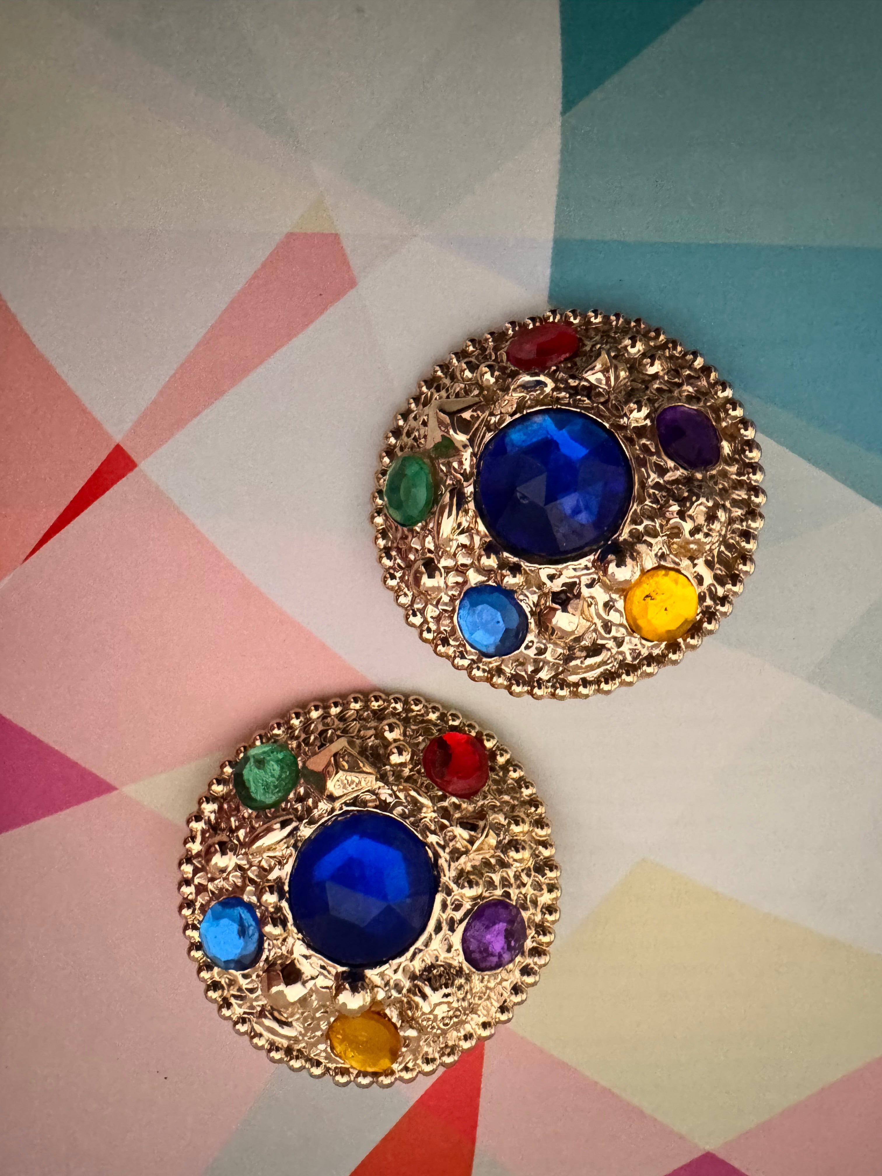 Vintage Oversized Multicolor Resin Earrings