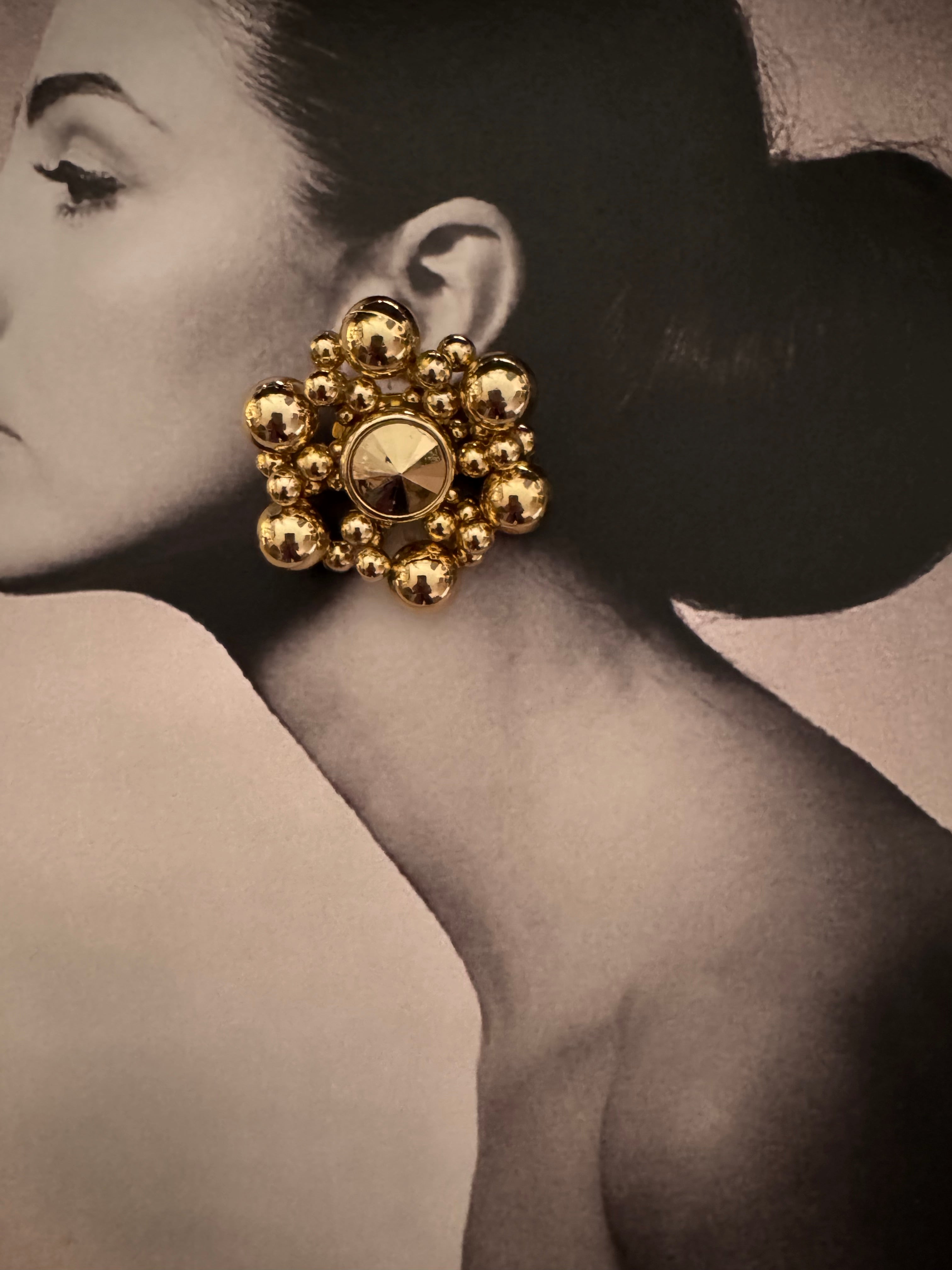 Vintage Sculptural Dome Cluster Over-sized Earrings