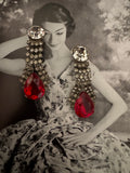Vintage Dramatic Crystal Drop Statement Earrings