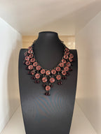 Vintage Amethyst Glass Bib Statement Necklace