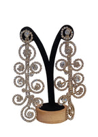 Vintage Baroque Scroll Rhinestone Chandelier Earrings