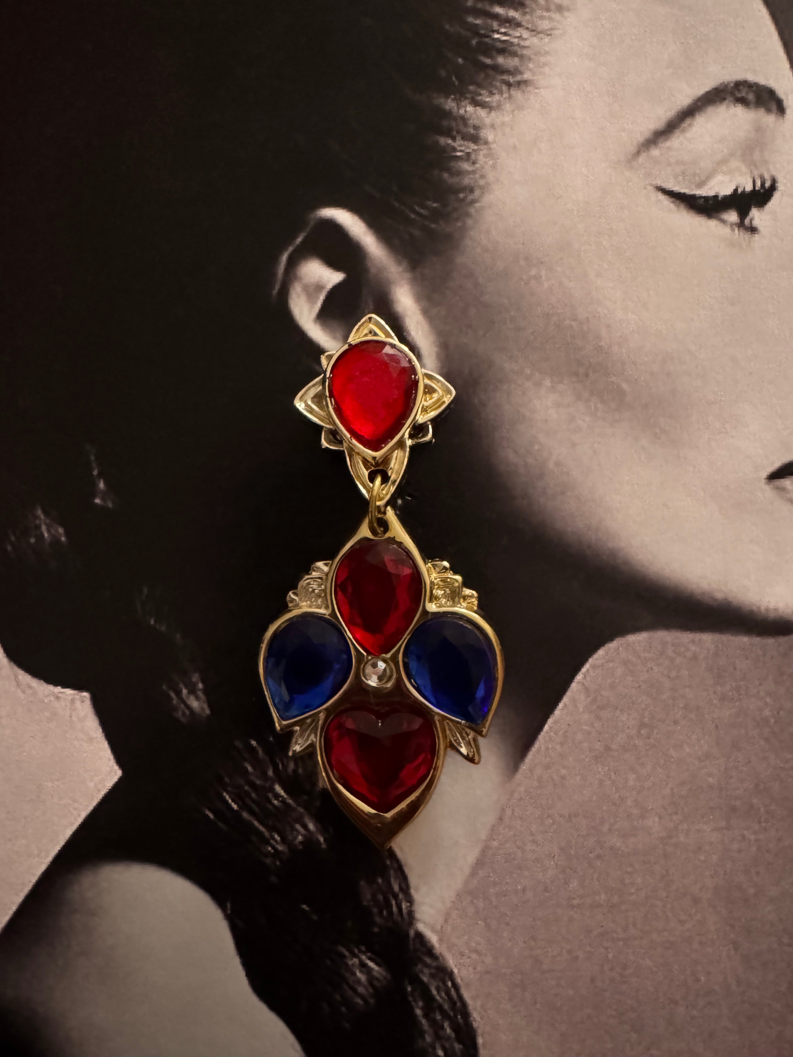 Vintage Retro Multicolor Resin Statement Drop Earrings