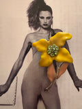 Vintage Yellow Enamel Flower Brooch