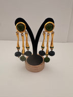 Vintage Christian Lacroix Green Cabochon Drop Earrings