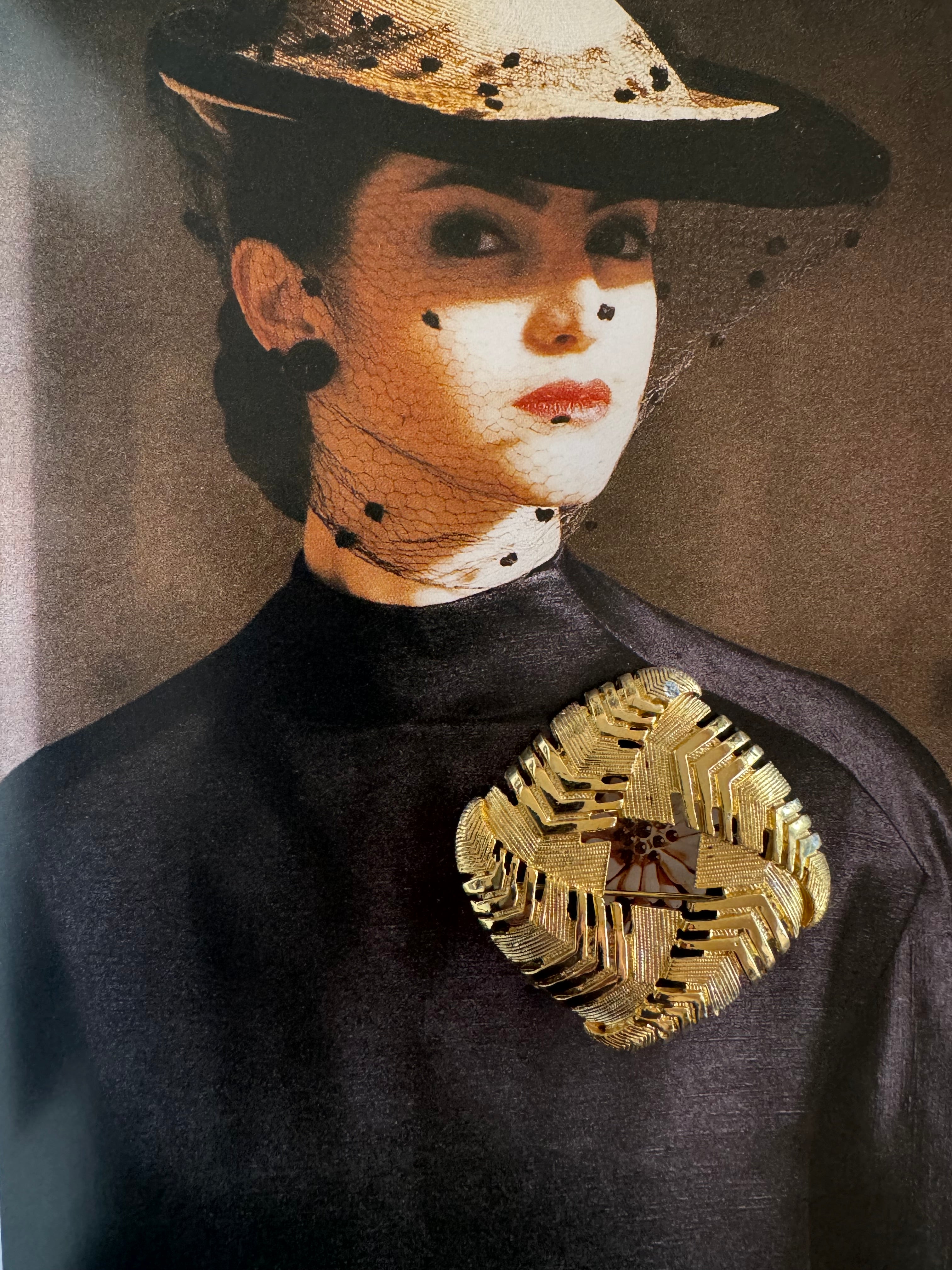 Vintage Art Deco Geometric Gold Brooch