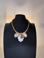 Vintage Art Deco Revival Crystal Fan Statement Necklace