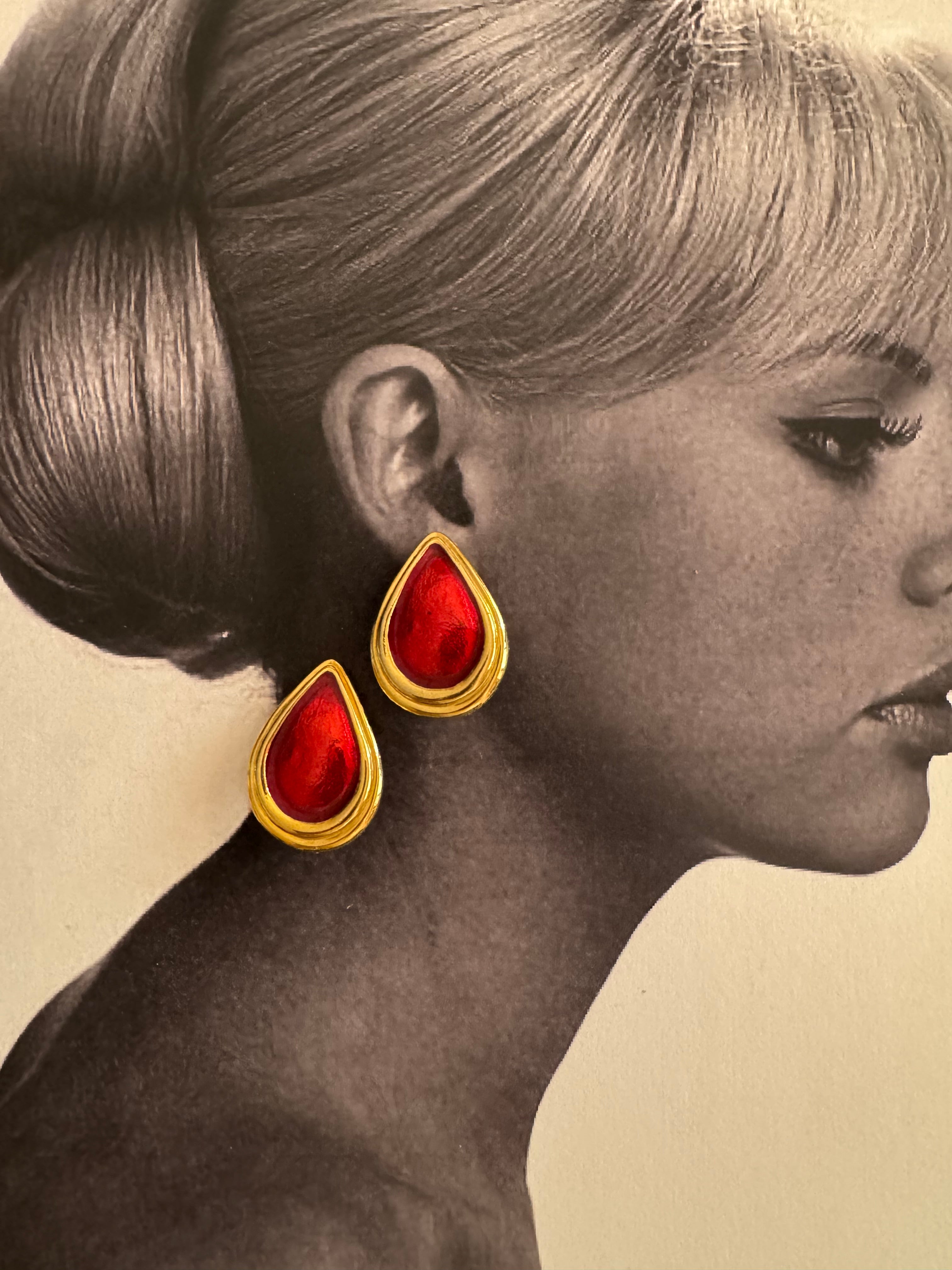 Sphinx Red Teardrop Earrings
