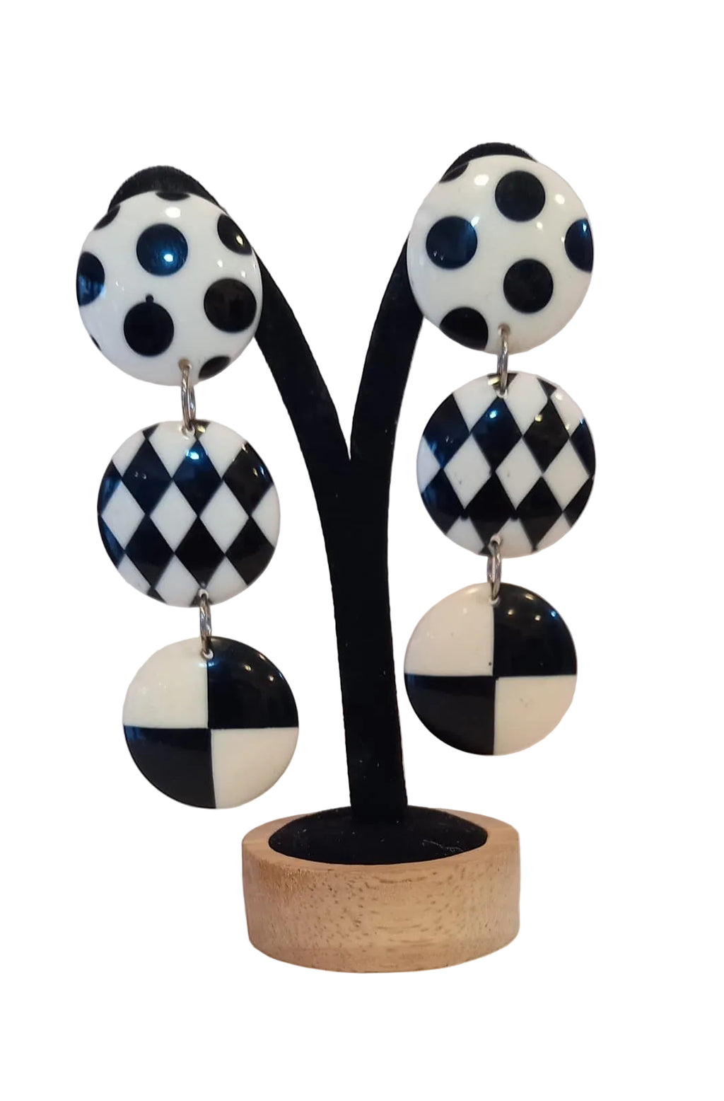 Vintage 1970s Retro Geometric Statement Earrings