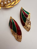 Vintage Art Deco Style Enamel Wing Statement Earrings