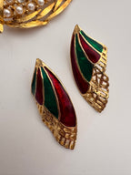 Vintage Art Deco Style Enamel Wing Statement Earrings