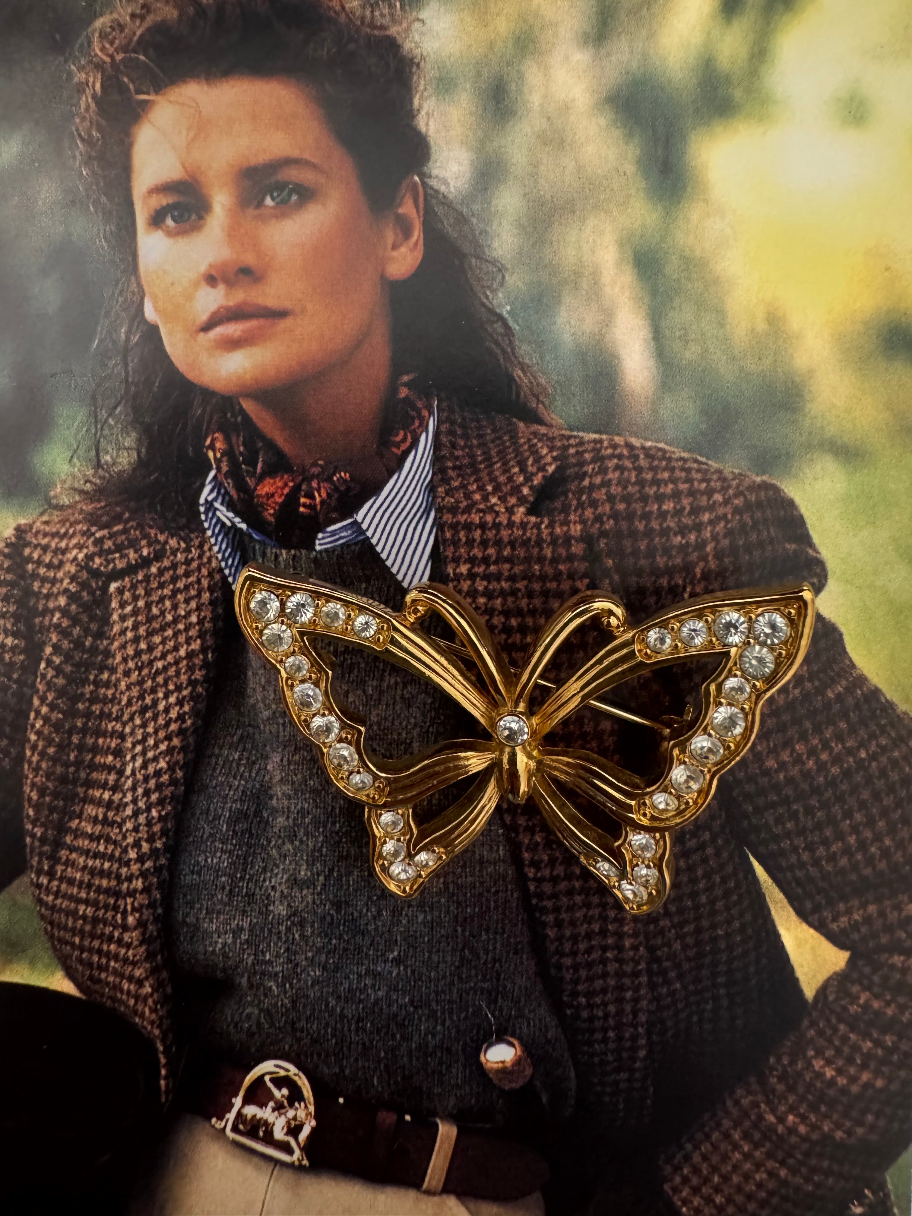 Vintage Monet Rhinestone Butterfly Brooch