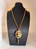 Vintage Gold Plated Courting Couple Locket Necklace