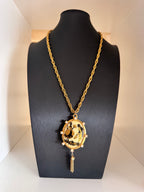 Vintage Gold Plated Courting Couple Locket Necklace