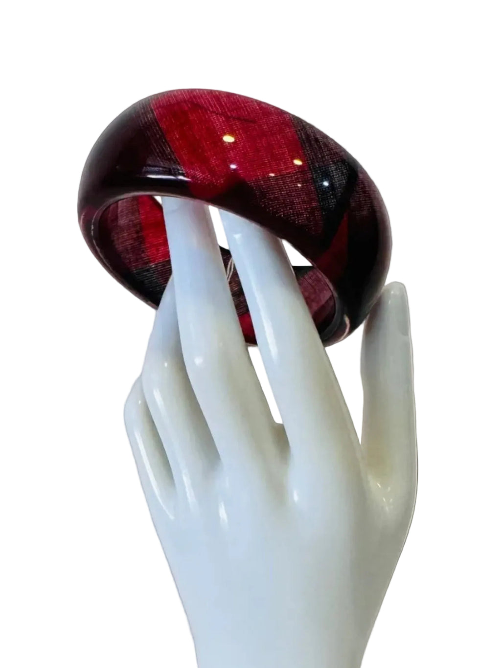 Vintage Red and Black Lucite Statement Bangle Bracelet