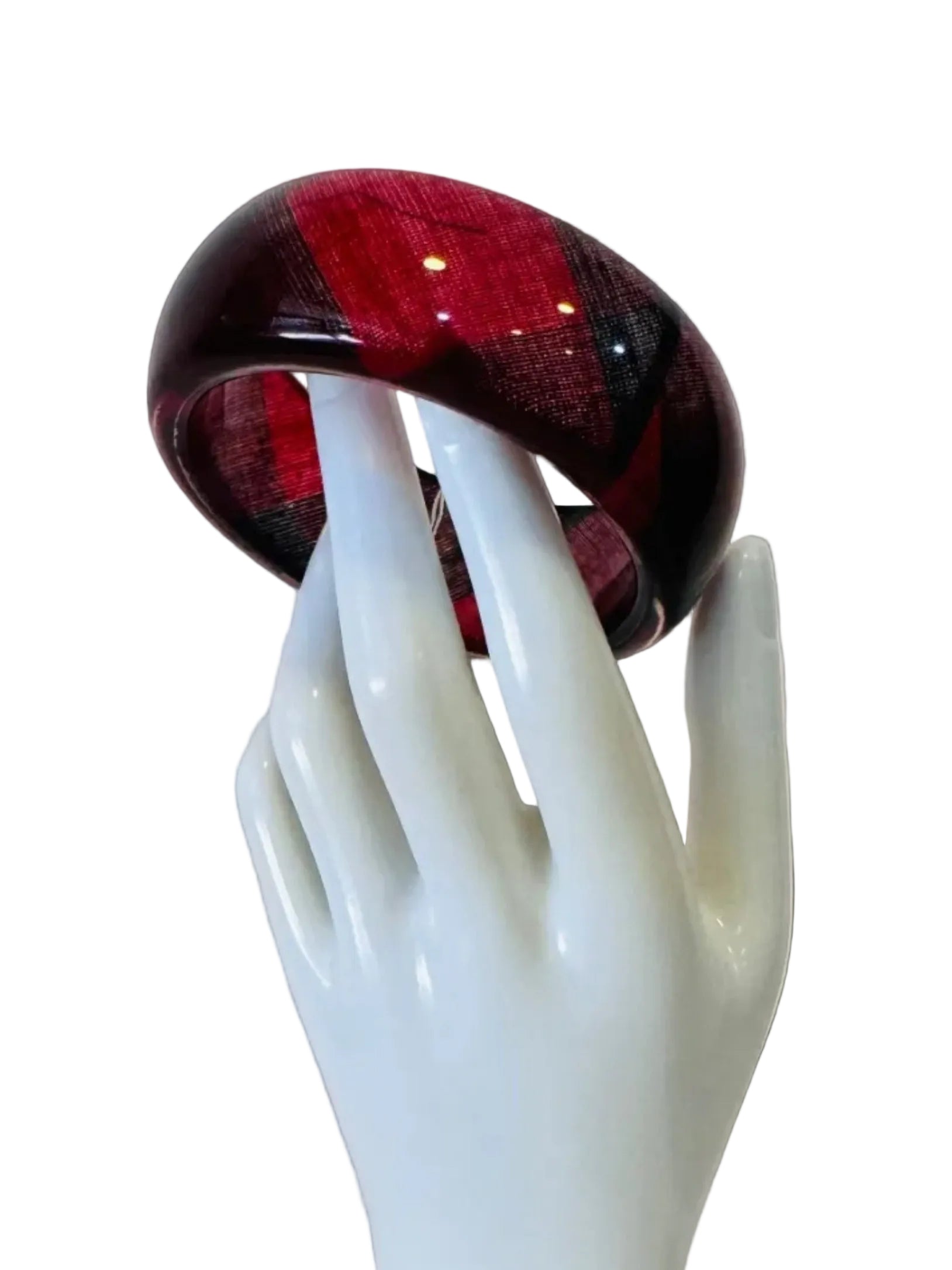 Vintage Red and Black Lucite Statement Bangle Bracelet