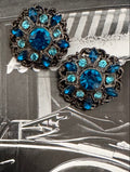 Vintage Victorian Revival Blue Rhinestone Earrings