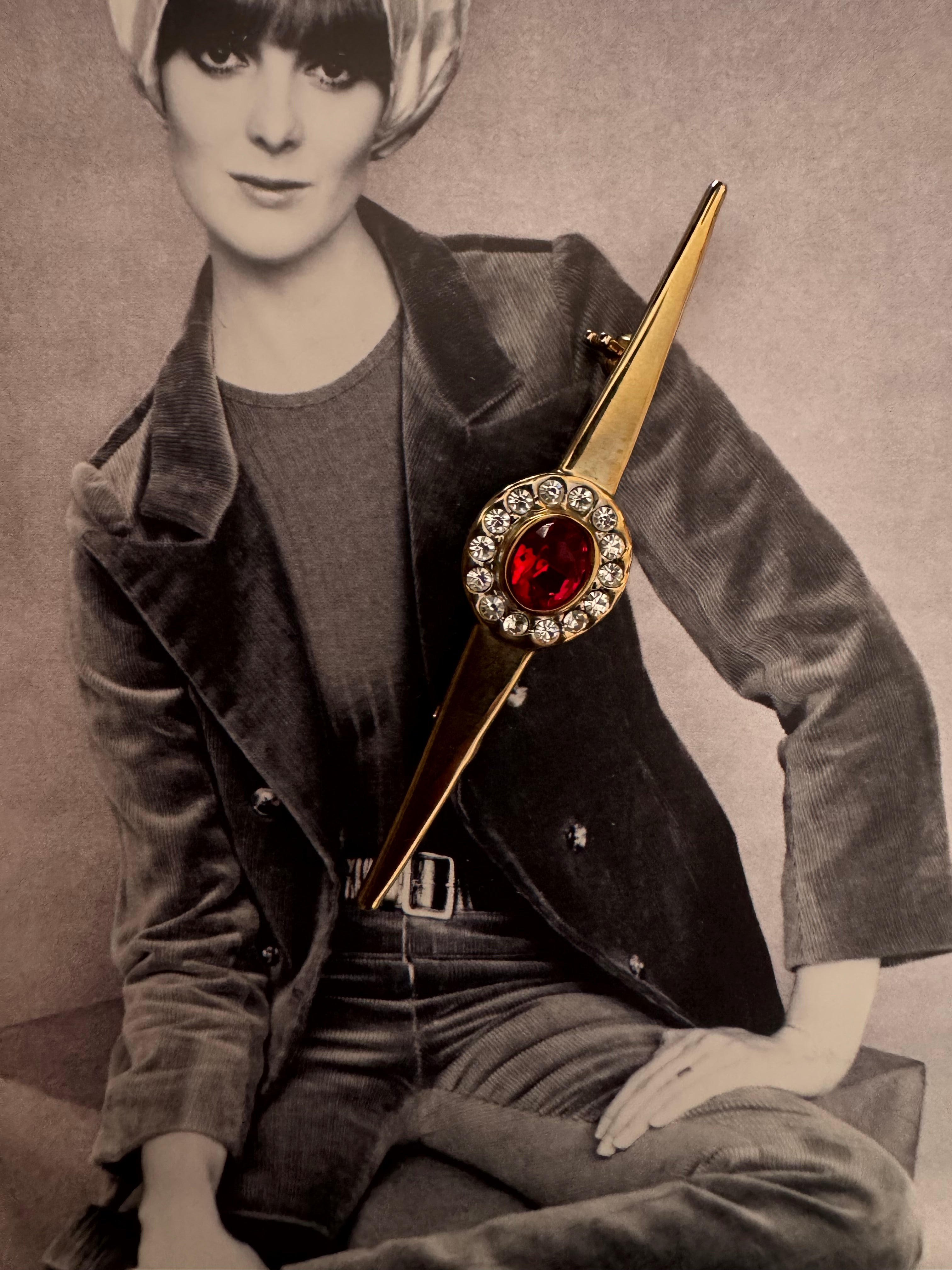 Vintage Sculptural Red Glass Statement Pin