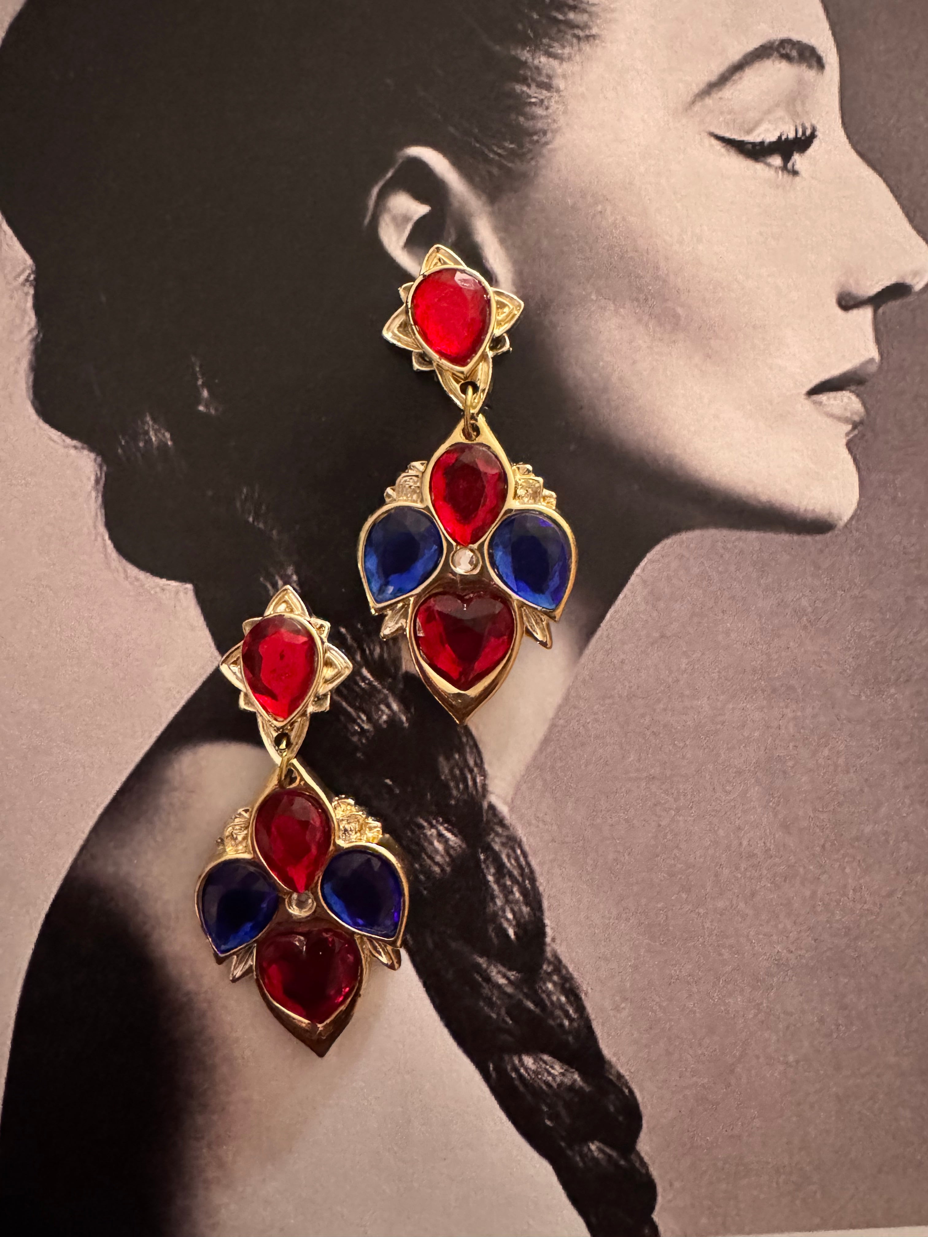 Vintage Retro Multicolor Resin Statement Drop Earrings