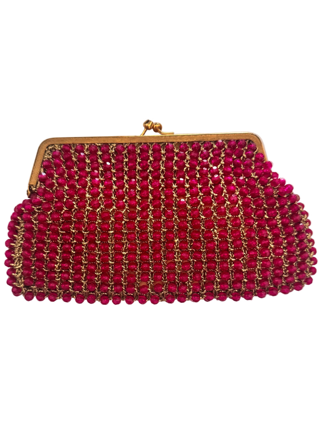 Vintage Mon Art Firenze Raspberry Beaded Evening Clutch