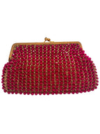 Vintage Mon Art Firenze Raspberry Beaded Evening Clutch