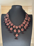 Vintage Amethyst Glass Bib Statement Necklace