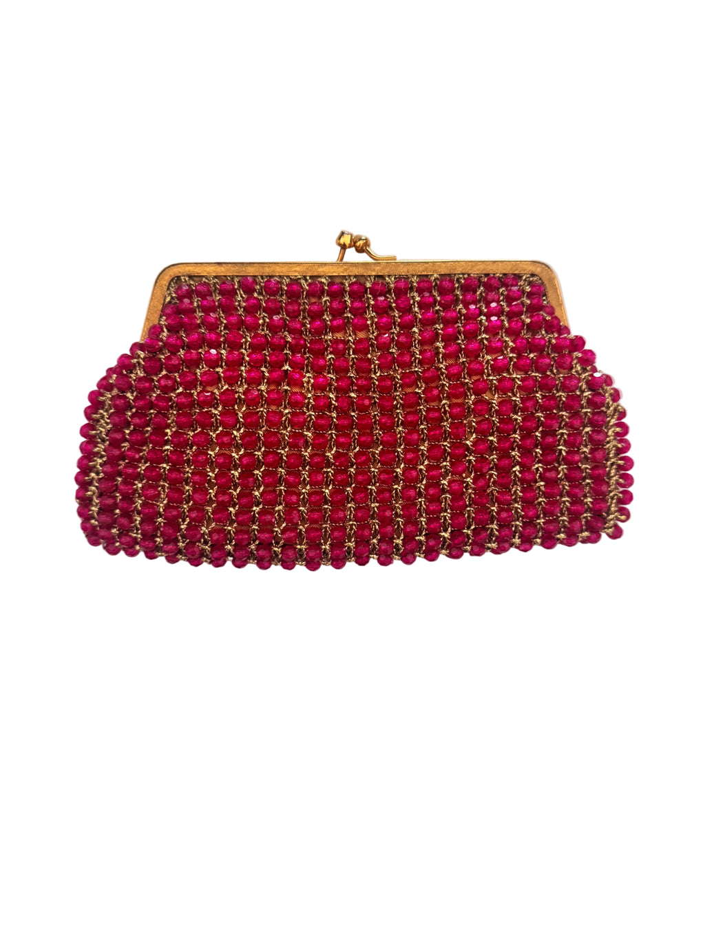 Vintage Mon Art Firenze Raspberry Beaded Evening Clutch