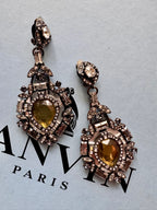 Vintage Lanvin Paris Crystal Statement Drop Earrings