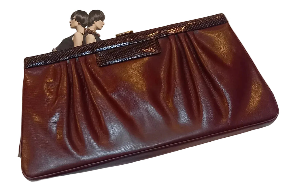 Vintage Burgundy Leather Clutch Bag