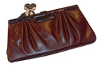 Vintage Burgundy Leather Clutch Bag