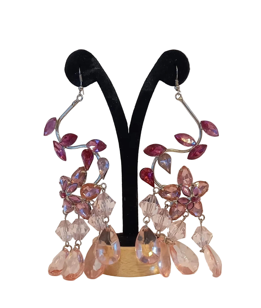 Vintage Romantic Floral Crystal Chandelier Earrings