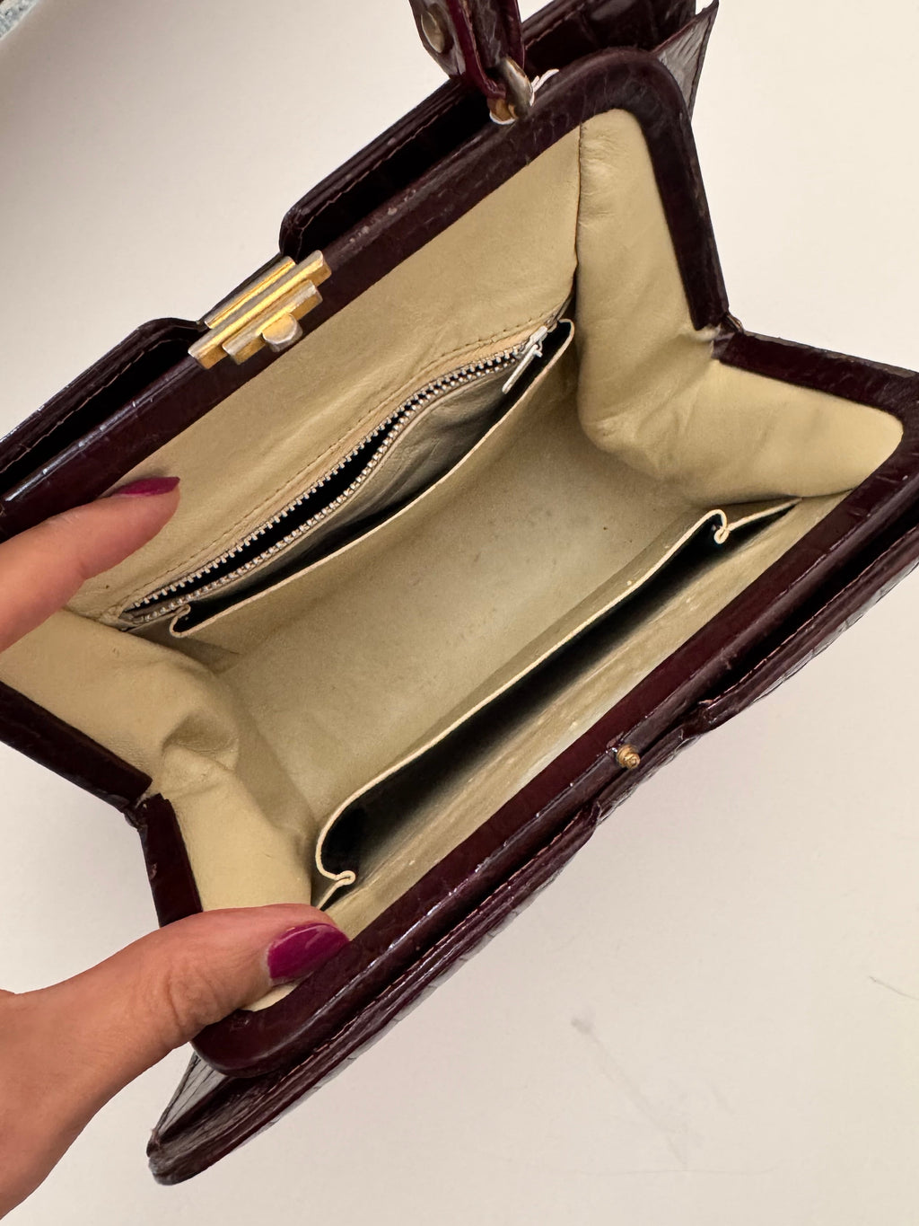 Vintage Crocodile Embossed Leather handbag