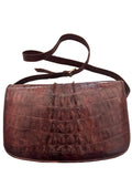 Rare Jumbo Genuine Hornback Crocodile Leather Shoulder Bag and Matching Pouch Set