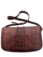 Rare Jumbo Genuine Hornback Crocodile Leather Shoulder Bag and Matching Pouch Set