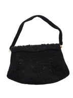 Vintage Jet Black Hand-Beaded Frame Purse