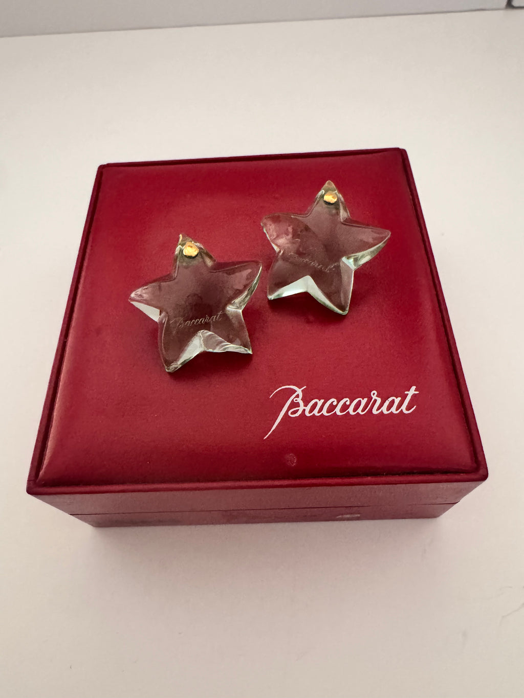 Vintage Baccarat Crystal Star Clip-On Earrings