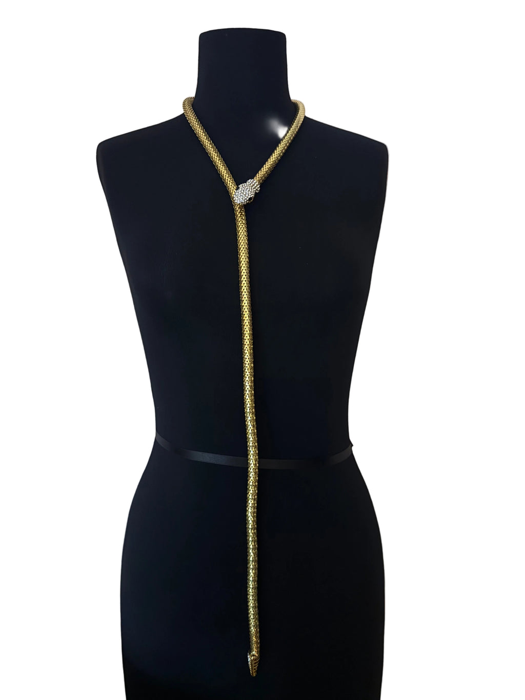 Vintage Gold Plated Snake Chain Lariat Necklace