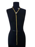 Vintage Gold Plated Snake Chain Lariat Necklace