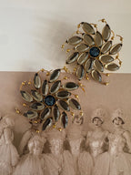 Vintage Yves Saint Laurent Floral Crystal Statement Earrings