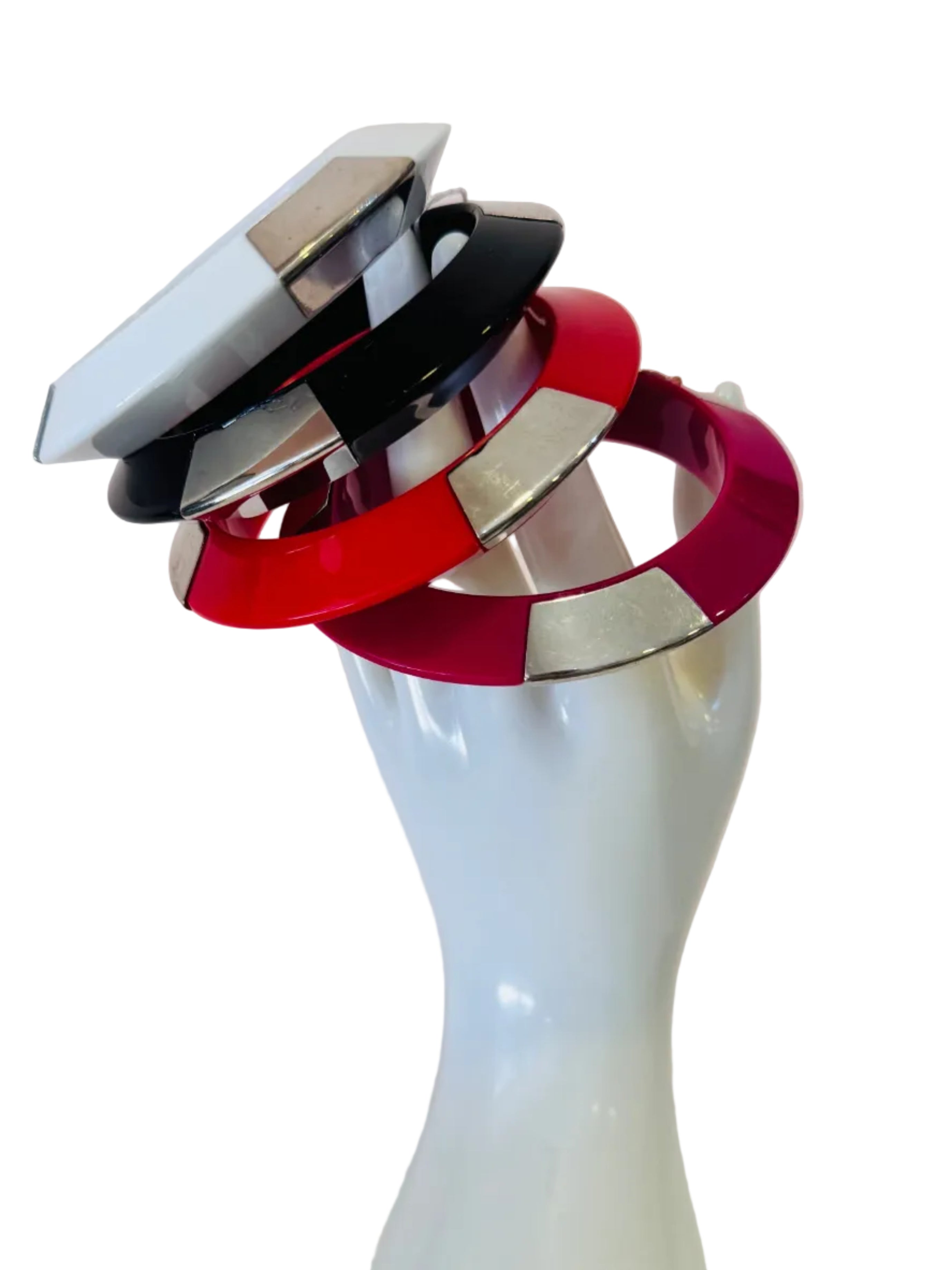 Vintage Color Block Lucite Bangle Bracelet Set