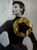 Vintage Scroll Leaf Gold Plated Brooch